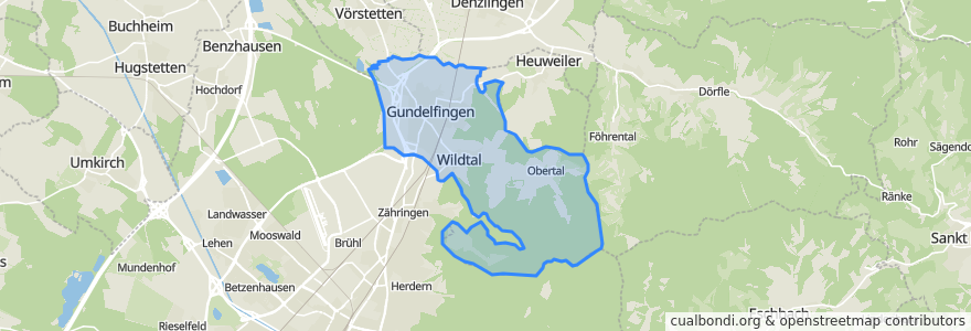 Mapa de ubicacion de Gundelfingen.