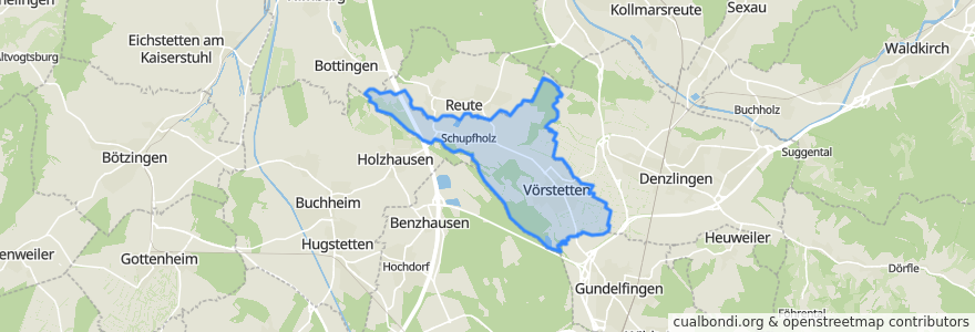 Mapa de ubicacion de Vörstetten.