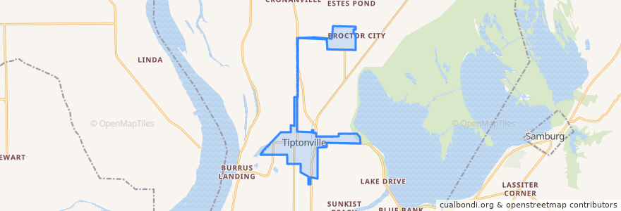 Mapa de ubicacion de Tiptonville.