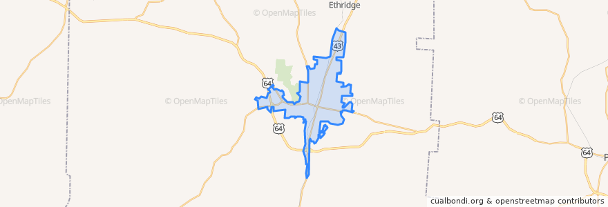 Mapa de ubicacion de Lawrenceburg.