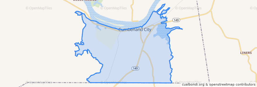 Mapa de ubicacion de Cumberland City.