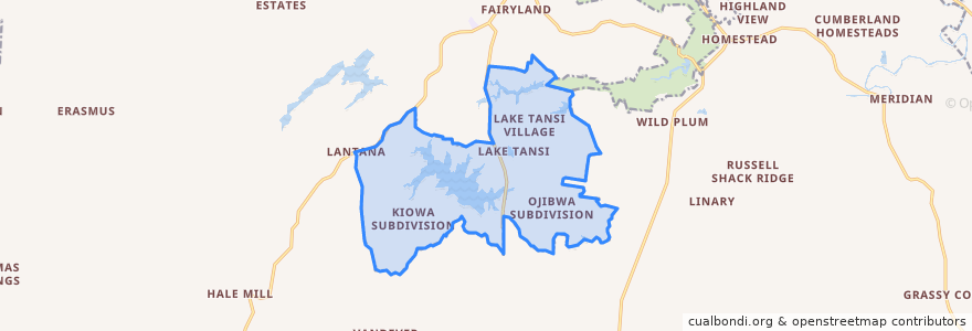 Mapa de ubicacion de Lake Tansi.