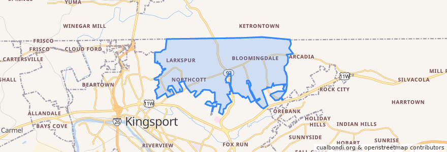 Mapa de ubicacion de Bloomingdale.