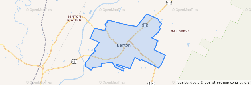 Mapa de ubicacion de Benton.