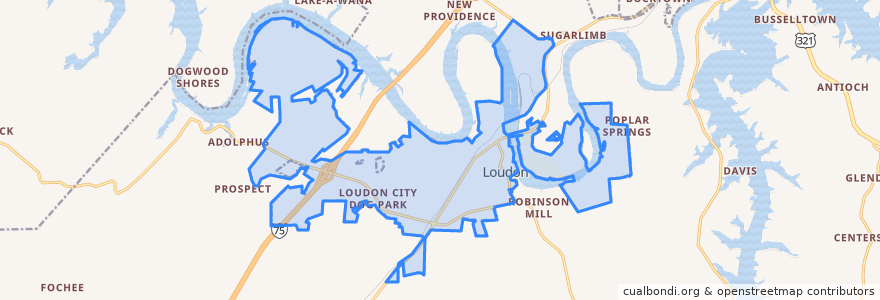 Mapa de ubicacion de Loudon.
