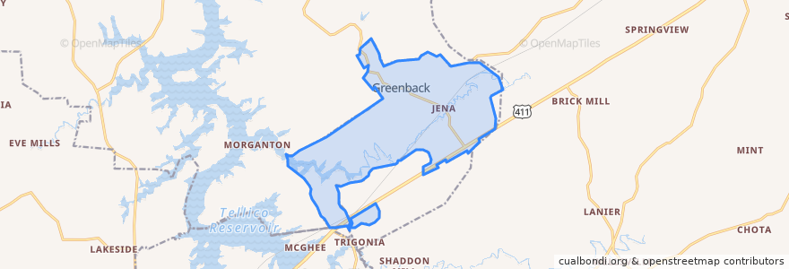 Mapa de ubicacion de Greenback.