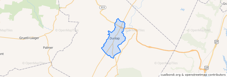 Mapa de ubicacion de Dunlap.