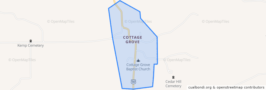Mapa de ubicacion de Cottage Grove.