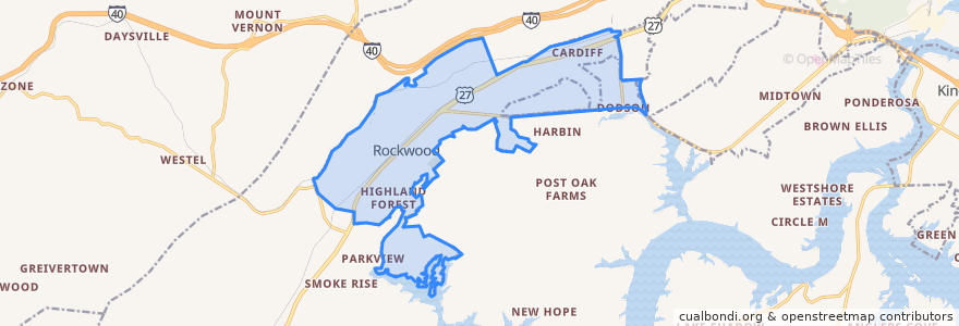Mapa de ubicacion de Rockwood.