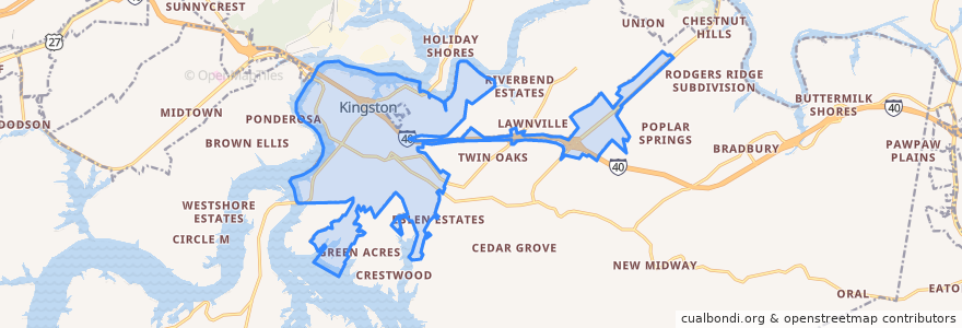 Mapa de ubicacion de Kingston.