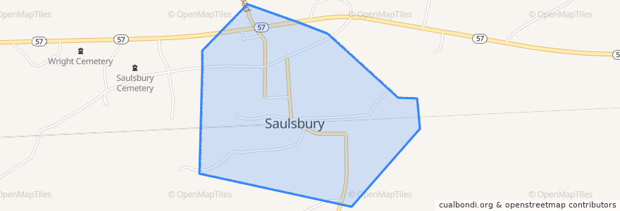 Mapa de ubicacion de Saulsbury.