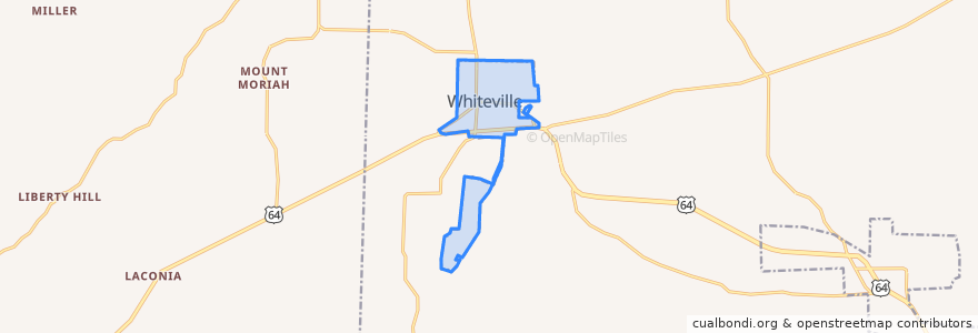 Mapa de ubicacion de Whiteville.