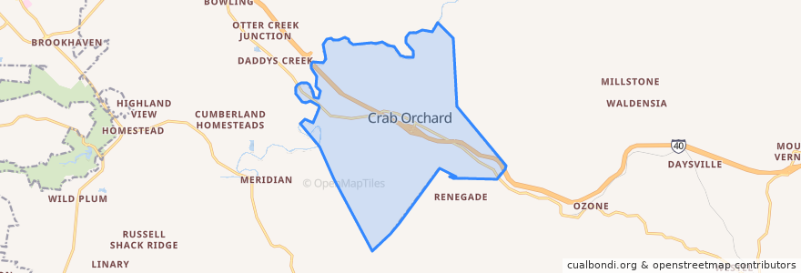 Mapa de ubicacion de Crab Orchard.