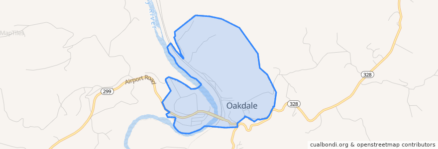 Mapa de ubicacion de Oakdale.