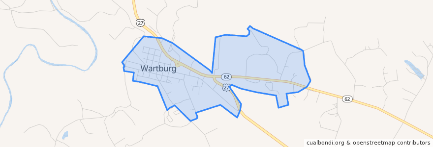 Mapa de ubicacion de Wartburg.