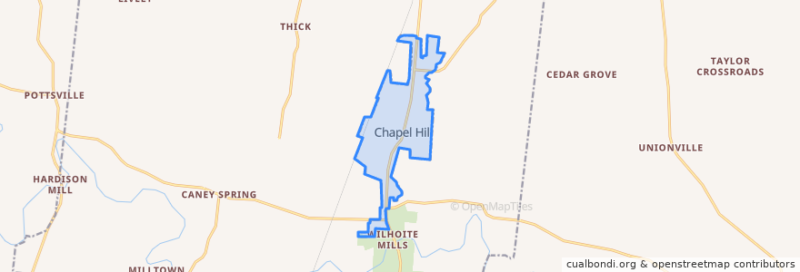 Mapa de ubicacion de Chapel Hill.
