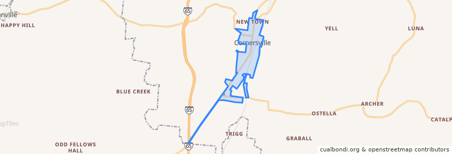 Mapa de ubicacion de Cornersville.