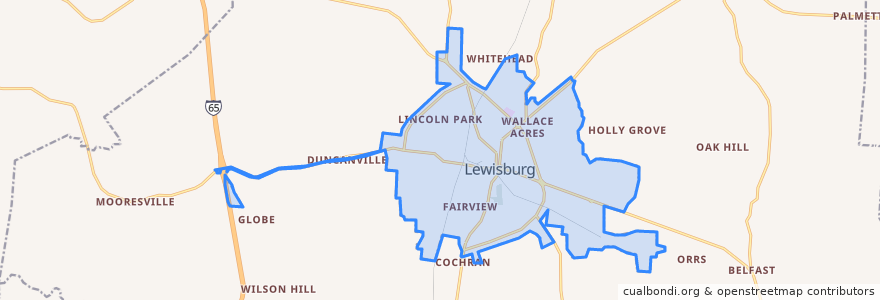 Mapa de ubicacion de Lewisburg.