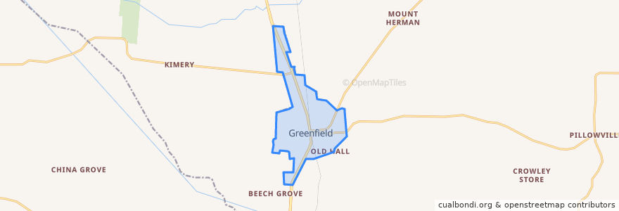 Mapa de ubicacion de Greenfield.