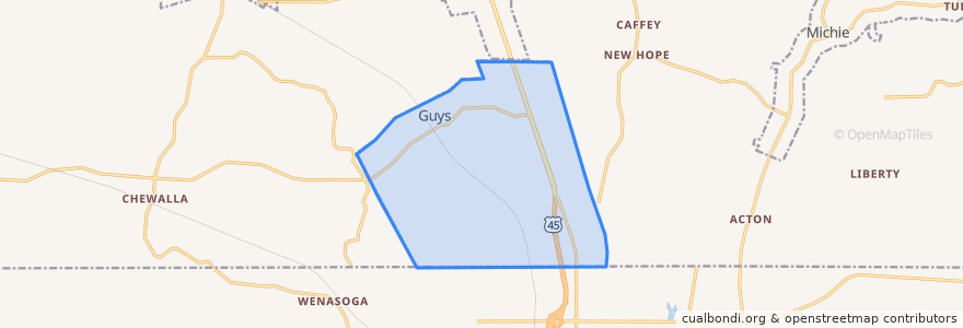 Mapa de ubicacion de Guys.