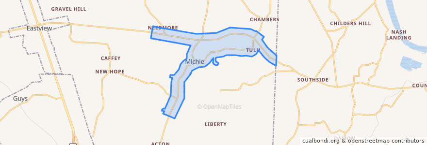 Mapa de ubicacion de Michie.