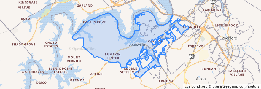 Mapa de ubicacion de Louisville.