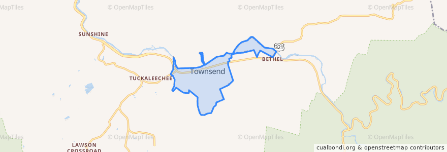 Mapa de ubicacion de Townsend.