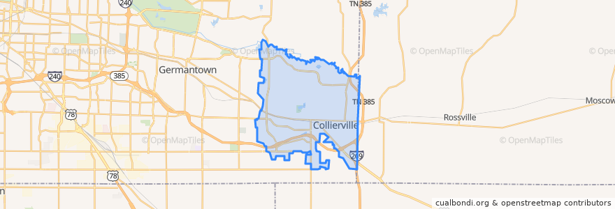 Mapa de ubicacion de Collierville.