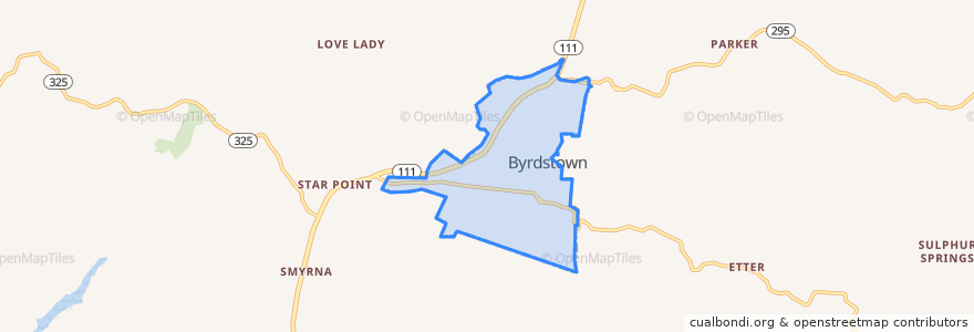 Mapa de ubicacion de Byrdstown.