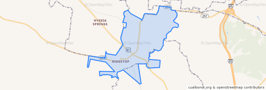 Mapa de ubicacion de Ridgetop.