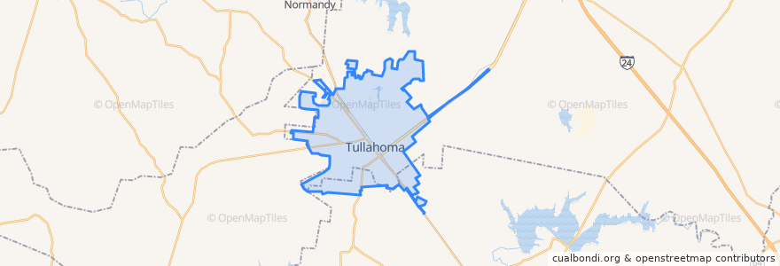 Mapa de ubicacion de Tullahoma.
