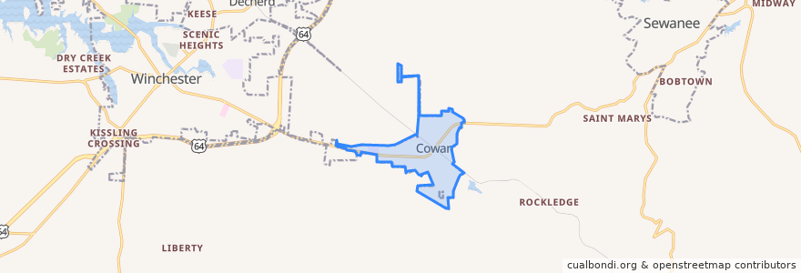 Mapa de ubicacion de Cowan.