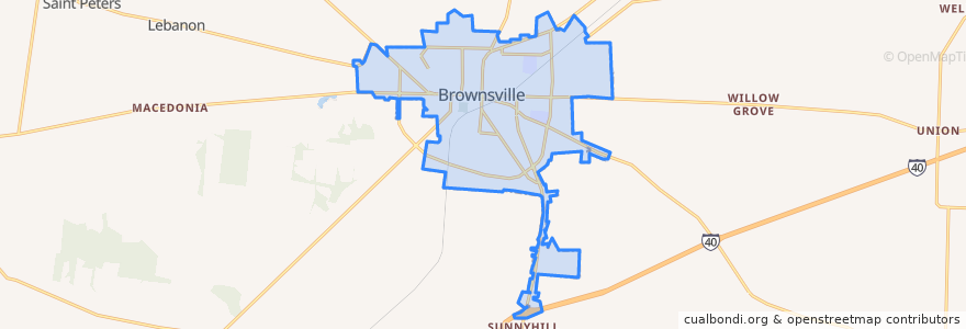 Mapa de ubicacion de Brownsville.