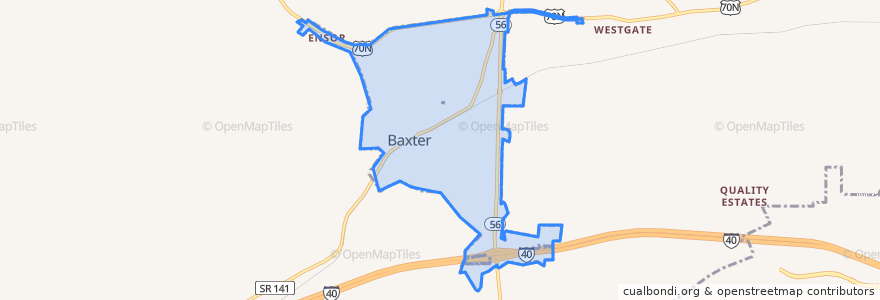 Mapa de ubicacion de Baxter.