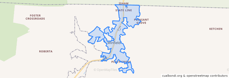 Mapa de ubicacion de Winfield.