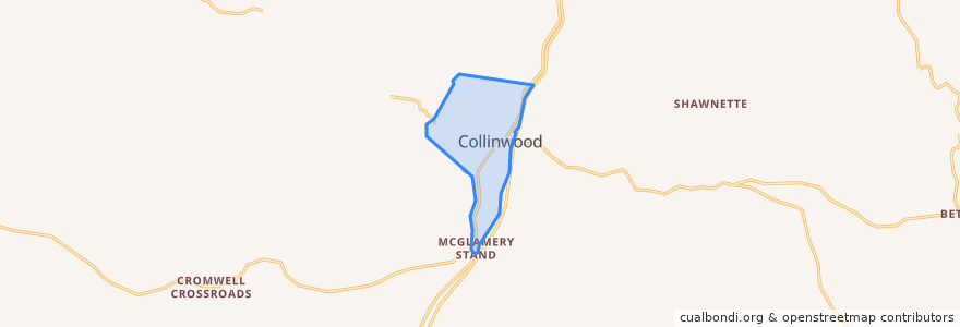 Mapa de ubicacion de Collinwood.