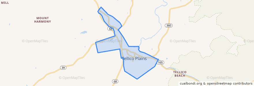 Mapa de ubicacion de Tellico Plains.