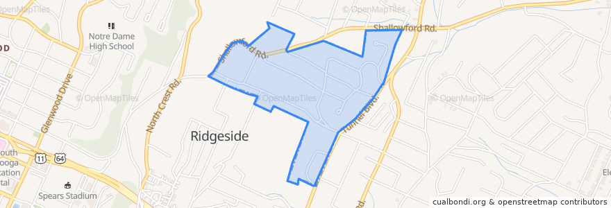 Mapa de ubicacion de Ridgeside.