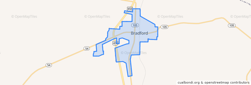 Mapa de ubicacion de Bradford.