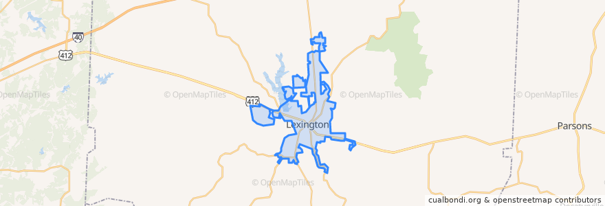 Mapa de ubicacion de Lexington.