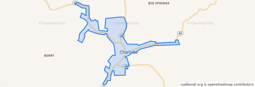 Mapa de ubicacion de Charlotte.