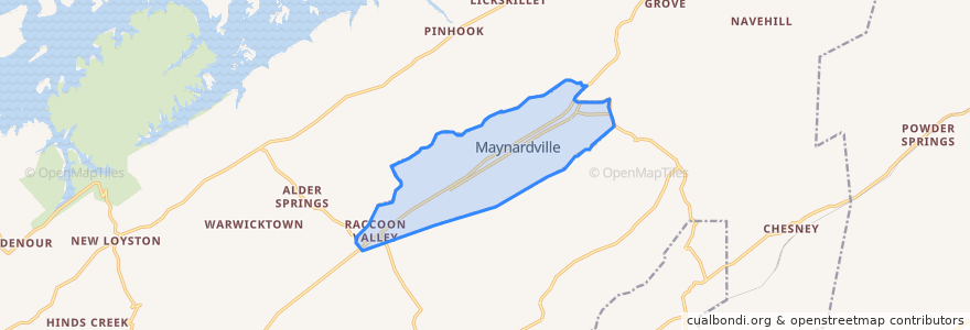 Mapa de ubicacion de Maynardville.