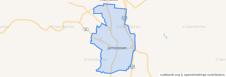 Mapa de ubicacion de Jamestown.