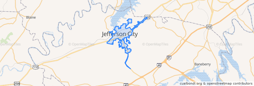 Mapa de ubicacion de Jefferson City.