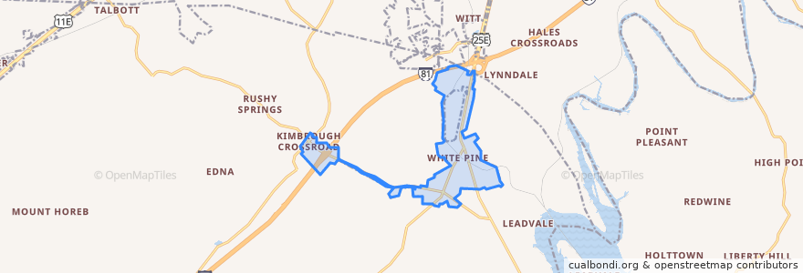 Mapa de ubicacion de White Pine.
