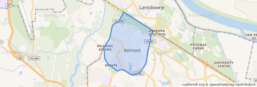 Mapa de ubicacion de Belmont.