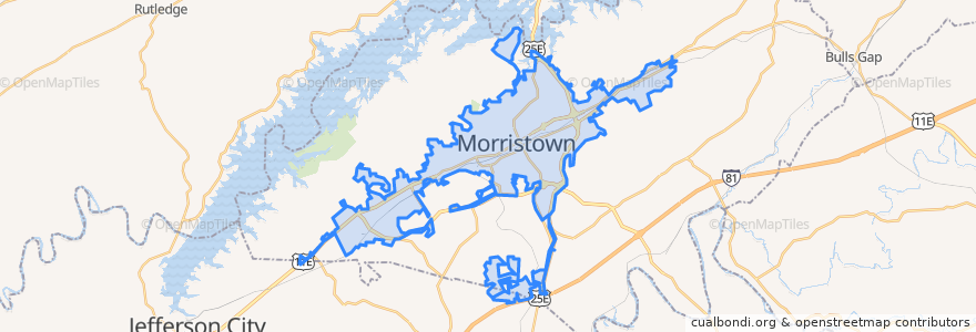 Mapa de ubicacion de Morristown.