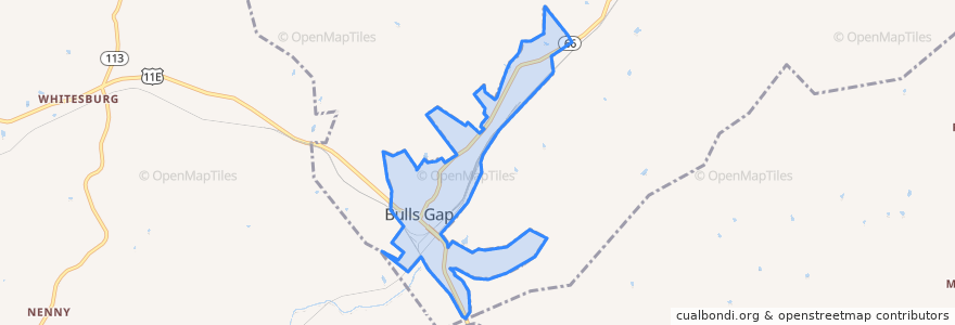 Mapa de ubicacion de Bulls Gap.