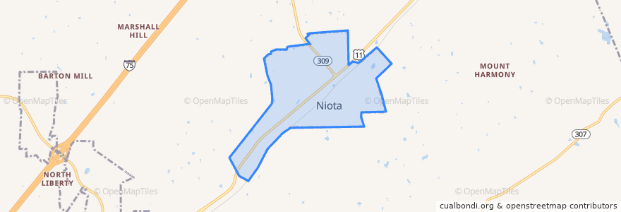 Mapa de ubicacion de Niota.