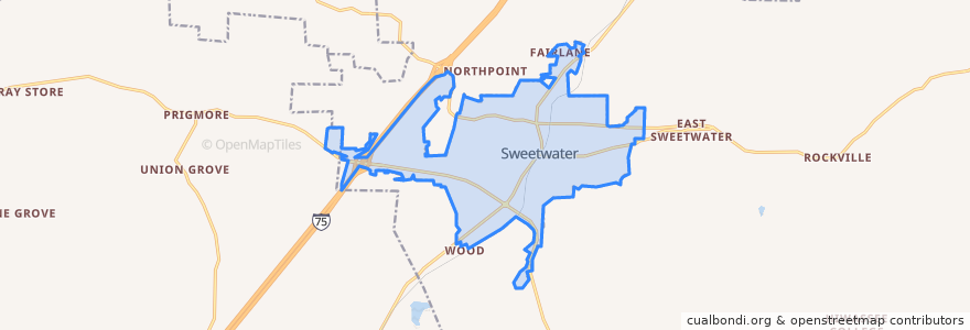 Mapa de ubicacion de Sweetwater.